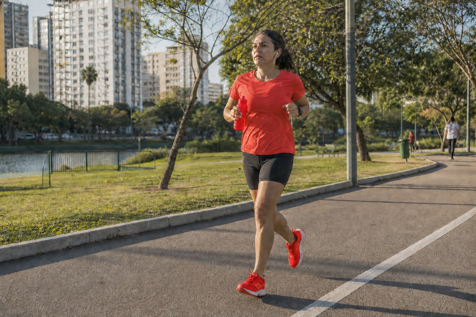 Profissional praticando corrida ao ar livre